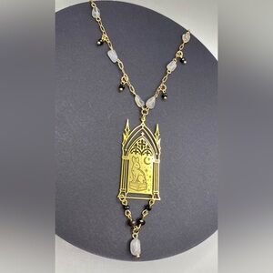 🐇💒Labrodite Black Tourmaline Golden Obsidian Ostara Rabbit Cathedral Necklace
